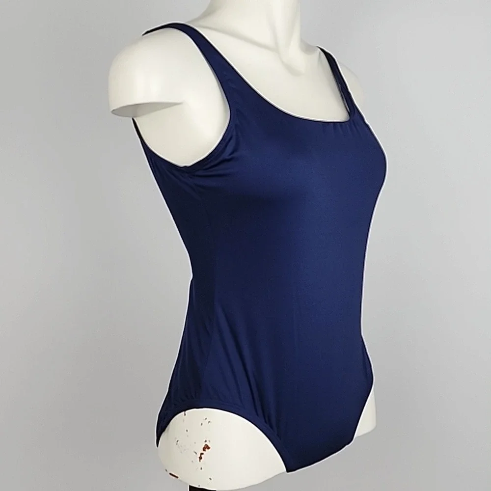 NWT Nike Women's One Piece Scoop Back Performance Swimsuit Navy Medium - Picture 6 of 15